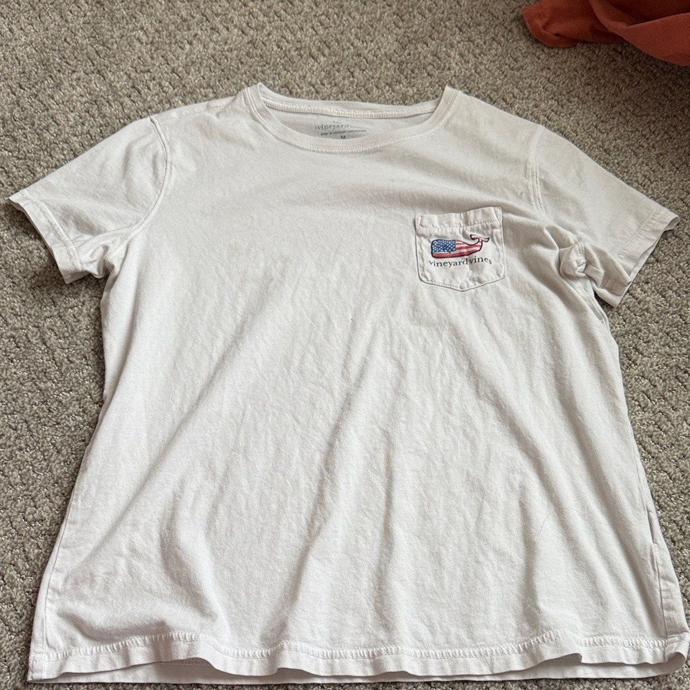 Vineyard Vines White Tee with Flag Pocket